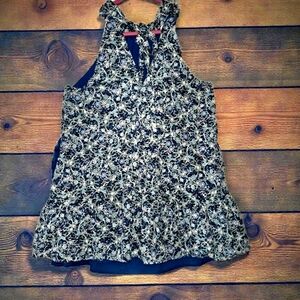 Sugarlips Laly Embroidered Mini Ruffle Dress Large Blue/White Floral NWOT